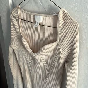 H&M Cream Ribbed Longsleeve Top